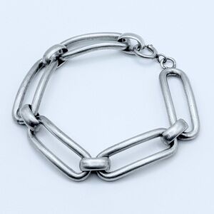 Vintage Sterling Silver Modernist Bracelet - 40 Grams Oblong Oval Open Link